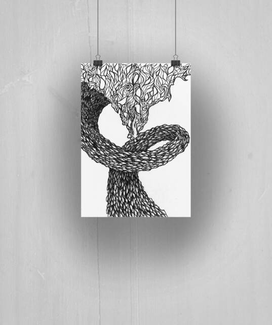 Surreal Fish Shoal Ink Drawing Fine Art Giclee Print - image 1