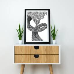 Surreal Fish Shoal Ink Drawing Fine Art Giclee Print - thumbnail 2