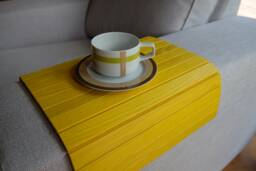 Sofa Tray Table Yellow/Small Apartment Yellow Tv Tray Arm Armrest - thumbnail 1