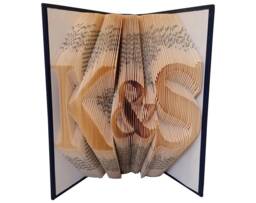 Folded Book Art Sculpture - Personalized Initials, Paper Anniversary Gift - thumbnail 1