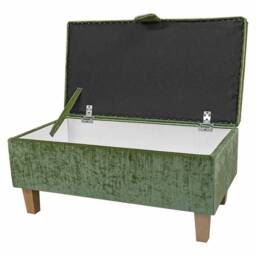 storage Footstool, Ottoman, Pouffe in A Pastiche Slub Citrus Green Upholstered Fabric - British Handmade - thumbnail 2