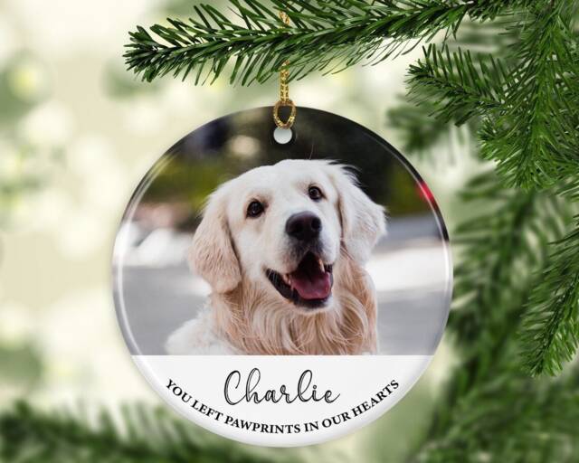 Personalised Dog Photo Memorial Ornament Customised Pet Bauble Christmas Tree Ornament Ceramic Or Mdf Acrylic Presents Gifts - image 1