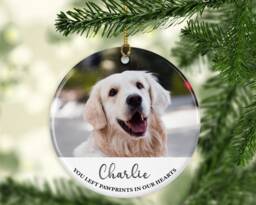 Personalised Dog Photo Memorial Ornament Customised Pet Bauble Christmas Tree Ornament Ceramic Or Mdf Acrylic Presents Gifts