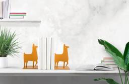 Orange Llama Metal Bookends Whimsical Kids Room Decor - thumbnail 1
