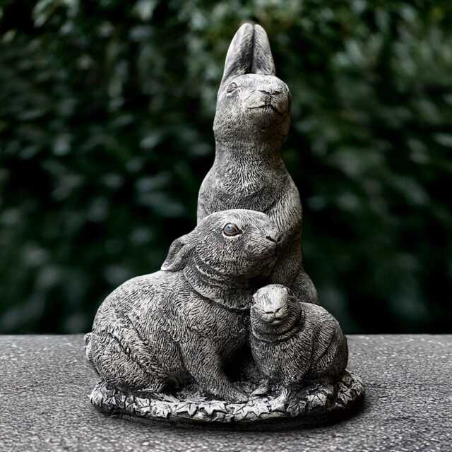 Massive Family Rabbit Sculpture Stone Garden Bunny Statue Outdoor Animal Ornament Handmade Decoration Rabbit Lover Gift Yard Art - image 1