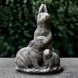Massive Family Rabbit Sculpture Stone Garden Bunny Statue Outdoor Animal Ornament Handmade Decoration Rabbit Lover Gift Yard Art - thumbnail 1