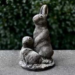 Massive Family Rabbit Sculpture Stone Garden Bunny Statue Outdoor Animal Ornament Handmade Decoration Rabbit Lover Gift Yard Art - thumbnail 2
