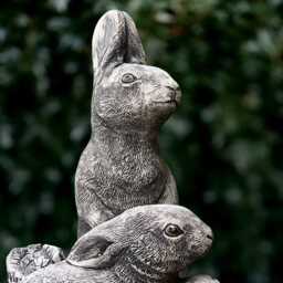 Massive Family Rabbit Sculpture Stone Garden Bunny Statue Outdoor Animal Ornament Handmade Decoration Rabbit Lover Gift Yard Art - thumbnail 4