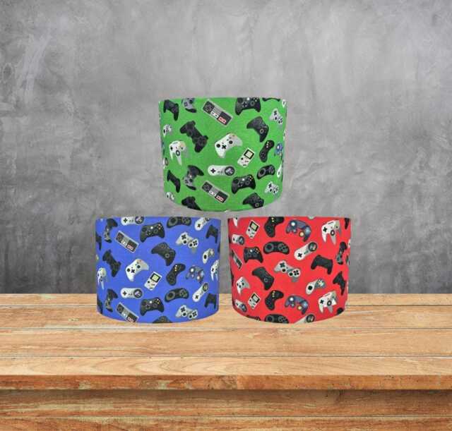 Gaming Controller Lampshade For Ceiling & Table Lamps, Kids Gamer Drum Light Shade in Green, Blue Or Red - image 1