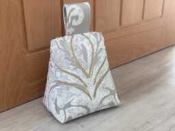 Baroque Style Doorstop Zoffany Brocatello Impasto Fabric Antique Grey Gold - thumbnail 1