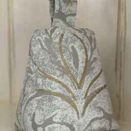 Baroque Style Doorstop Zoffany Brocatello Impasto Fabric Antique Grey Gold - thumbnail 3