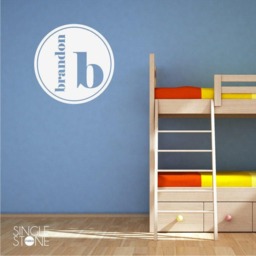 Monogram Wall Decal Modern Circle - Vinyl Sticker Art Custom Home Decor - thumbnail 1