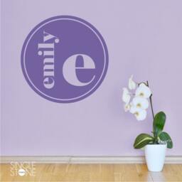 Monogram Wall Decal Modern Circle - Vinyl Sticker Art Custom Home Decor - thumbnail 2