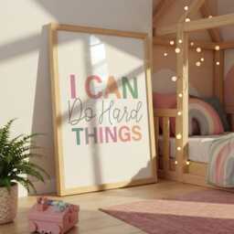 I Can Do Hard Things, Girls Bedroom Prints, Nursery Wall Art, Poster, Motivational Print - thumbnail 2