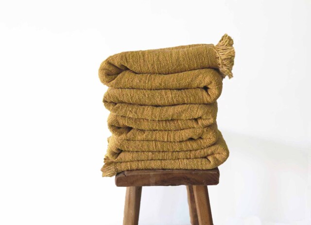Mustard Sand King Throw Blanket, Handwoven Cotton Bedspread, Eco-Friendly Room Decor - image 1