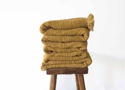 Mustard Sand King Throw Blanket, Handwoven Cotton Bedspread, Eco-Friendly Room Decor - thumbnail 1