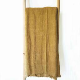 Mustard Sand King Throw Blanket, Handwoven Cotton Bedspread, Eco-Friendly Room Decor - thumbnail 3