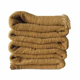 Mustard Sand King Throw Blanket, Handwoven Cotton Bedspread, Eco-Friendly Room Decor - thumbnail 2