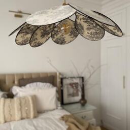 Petal Lamp, Pendant Light Pale, Dining Room Fixtures, Rattan Chandelier, Flower Nordic Light, Fabric Chandelier - thumbnail 3