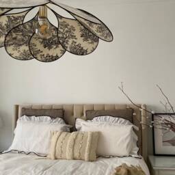 Petal Lamp, Pendant Light Pale, Dining Room Fixtures, Rattan Chandelier, Flower Nordic Light, Fabric Chandelier - thumbnail 2