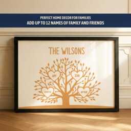 Personalised Family Tree Print - Gift For Mum Or Grandma, Custom Names Wall Art, Our Home Decor, Housewarming Parents - thumbnail 2