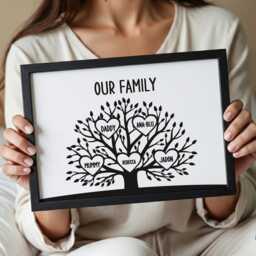 Personalised Family Tree Print - Gift For Mum Or Grandma, Custom Names Wall Art, Our Home Decor, Housewarming Parents - thumbnail 1