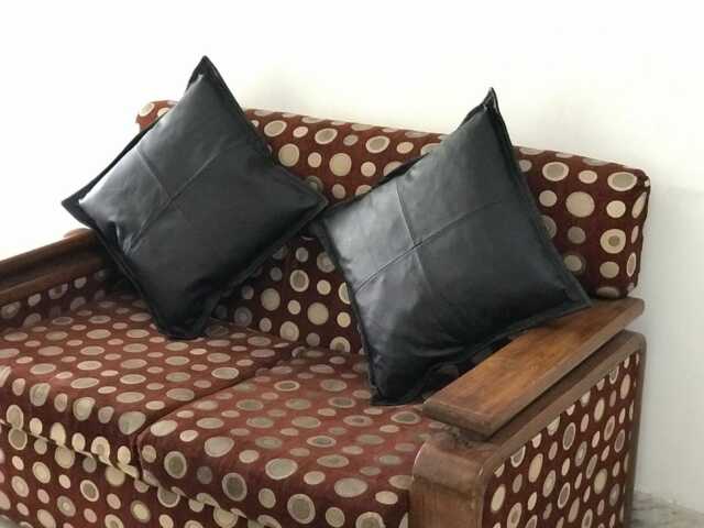 Personalized Black Leather Cushion Cover 20x20 Soft Grain - image 1