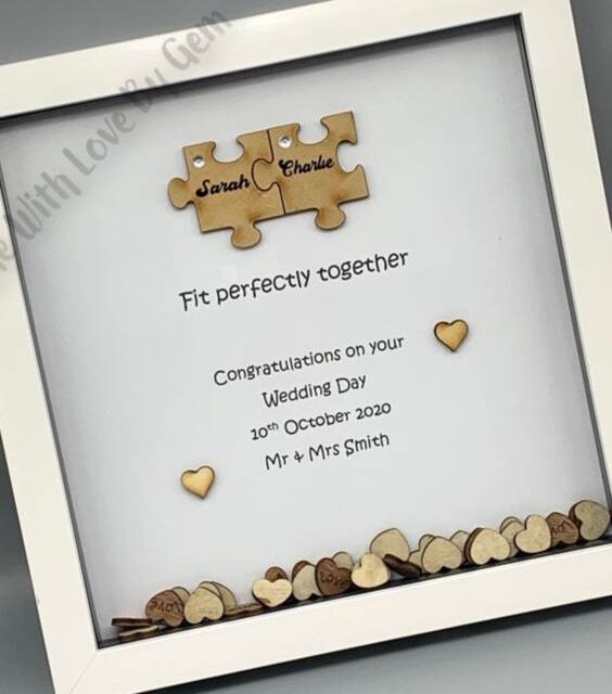Personalized Wedding Gift, Jigsaw Puzzle Keepsake, Framed Wall Art - image 1