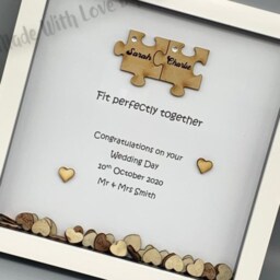 Personalized Wedding Gift, Jigsaw Puzzle Keepsake, Framed Wall Art - thumbnail 3