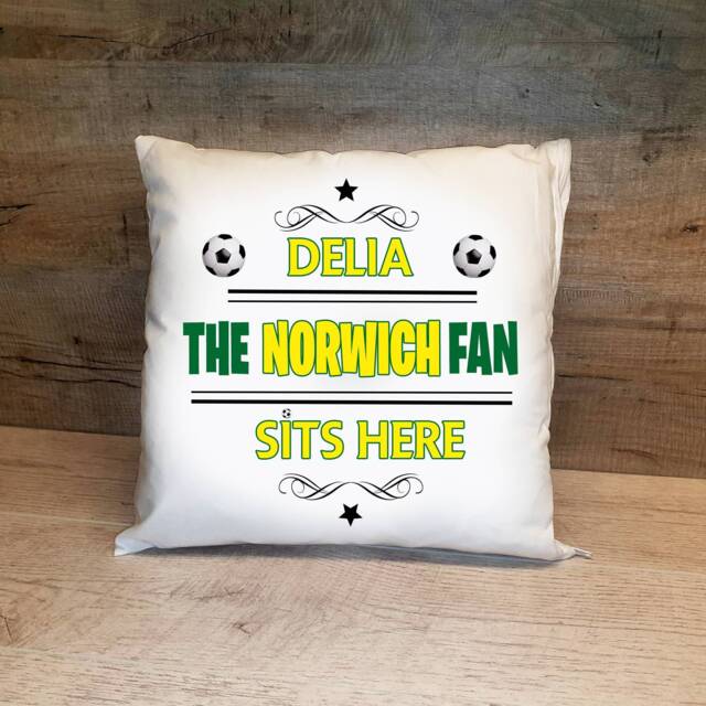 Personalised Norwich Fan Cushion. With Any Name. Football Fan Cushion Fc Personalised Gift