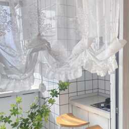 French Lace Pull-Up Curtain Embroidery Ruffled Tie Up Shade For Window - thumbnail 3