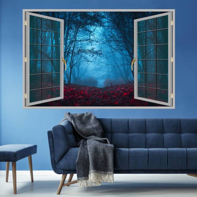 Dark Foggy Forest Trees Autumn Wall Decal Sticker Mural Poster Print Art Home Office Decor Ka17 - image 1