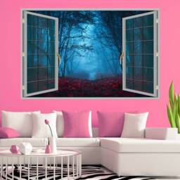 Dark Foggy Forest Trees Autumn Wall Decal Sticker Mural Poster Print Art Home Office Decor Ka17 - thumbnail 3
