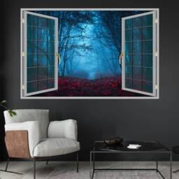 Dark Foggy Forest Trees Autumn Wall Decal Sticker Mural Poster Print Art Home Office Decor Ka17 - thumbnail 2