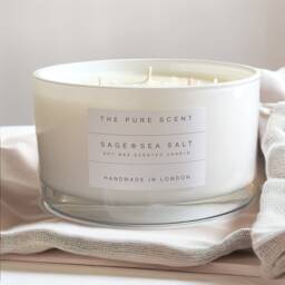 Sage & Sea Salt Soy Candle Large 3-Wick, Handmade in London