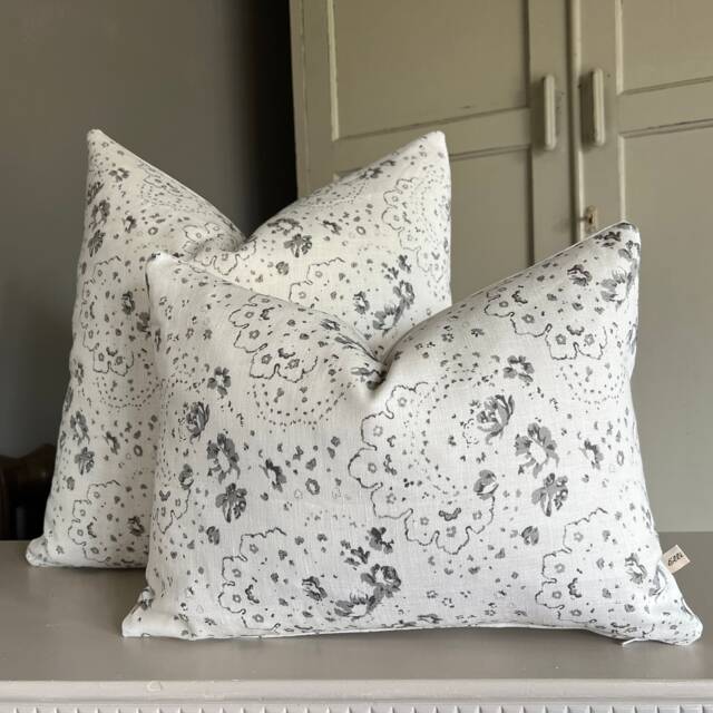 Cabbages & Roses New Penny Charcoal White Vintage Shabby Chic Cushion Pillow Cover - image 1