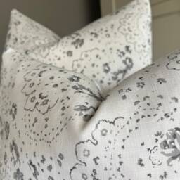 Cabbages & Roses New Penny Charcoal White Vintage Shabby Chic Cushion Pillow Cover - thumbnail 4