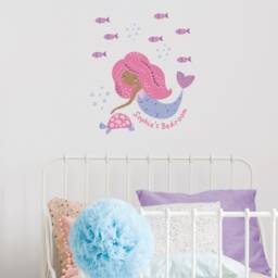Personalised Mermaid Wall Sticker Pack, Pink & Purple Decals, Stickers For Walls, Themed Room - thumbnail 2