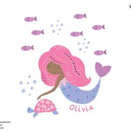 Personalised Mermaid Wall Sticker Pack, Pink & Purple Decals, Stickers For Walls, Themed Room - thumbnail 3