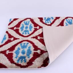 Ikat Velvet Pillow Cover, Handmade Cushion, Decorative Throw Pillow, Boho Cushion Turkish Home Decor - thumbnail 3