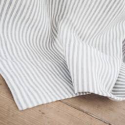 Gray Striped Linen Curtain Panel, Heavy Rod Pocket - thumbnail 2