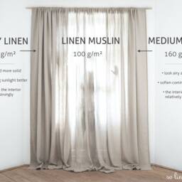 Gray Striped Linen Curtain Panel, Heavy Rod Pocket - thumbnail 3