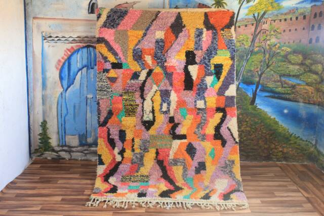 Colorful Moroccan Rug, Custom Fabulous Boujad Abstract Multicolored Carpet, Handmade Bohemian Rug - image 1