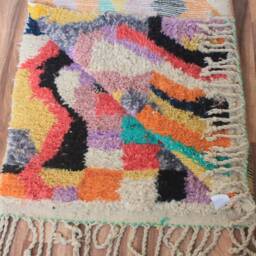 Colorful Moroccan Rug, Custom Fabulous Boujad Abstract Multicolored Carpet, Handmade Bohemian Rug - thumbnail 4