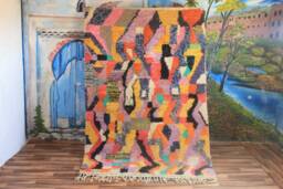 Colorful Moroccan Rug, Custom Fabulous Boujad Abstract Multicolored Carpet, Handmade Bohemian Rug - thumbnail 1