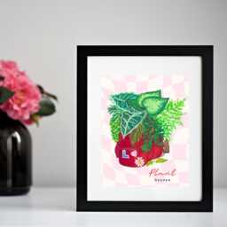 Plant Keeper Art Print Red Backpack With Ornamental Plants - thumbnail 2