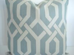 Light Teal Geometric Basketweave Pillow Cover - Designer Cotton