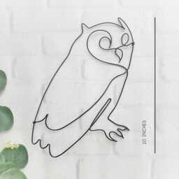 Owl Wire Sculpture Wall Hanging Continuous Single Line Art Animal Decoration Ornithology Decor Minimalist Simple Modern Bird Watcher Gift - thumbnail 2