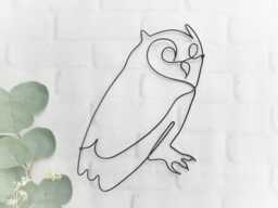 Owl Wire Sculpture Wall Hanging Continuous Single Line Art Animal Decoration Ornithology Decor Minimalist Simple Modern Bird Watcher Gift - thumbnail 1