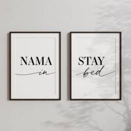 Bedroom Prints Set Of 2 - Namastay in Bed Wall Art Decor Home Cosy Print Sleep Minimalist - thumbnail 2